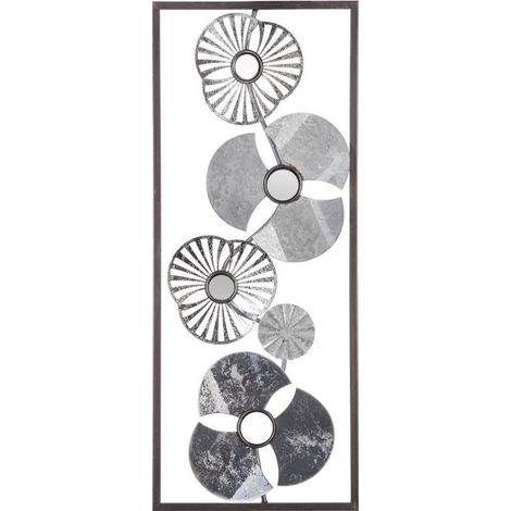 Décoration Murale en Métal "Fleurs" 25x61cm Argent (1/2)