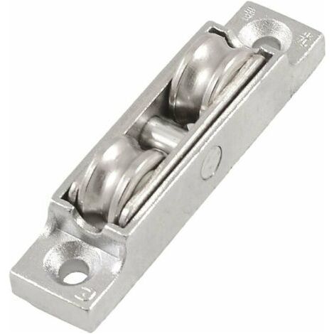 Poulie à double roue pour fenêtre coulissante – Essieux métal 12mm – Roulettes avec trou espacement 55mm – Taille totale 68x16x15mm (1/5)