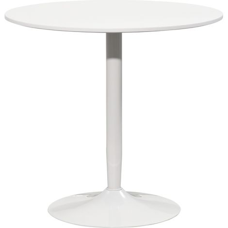 Tavolo da pranzo rotondo per 2 persone Ø80 cm in MDF e acciaio bianco 75 cm HOMVRA (1/5)