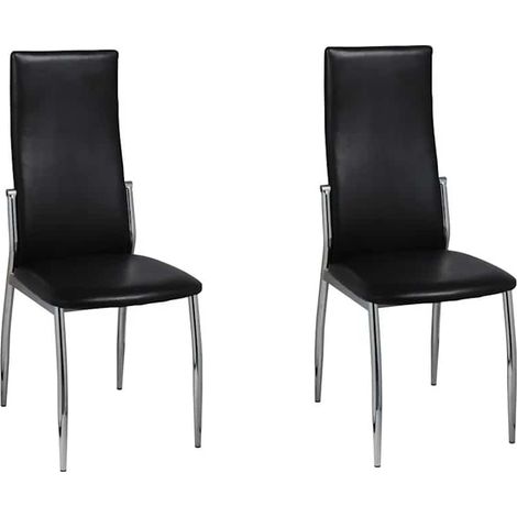 Maison Exclusive - Esszimmerstühle 2 Stk. Schwarz Kunstleder (1/5)