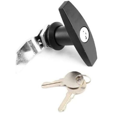 Serrure de porte de garage de boîte à outils de serrure de poignée en T de fixation arrière avec des clés pour l'auvent de caravane de remorque (noir) (1/5)