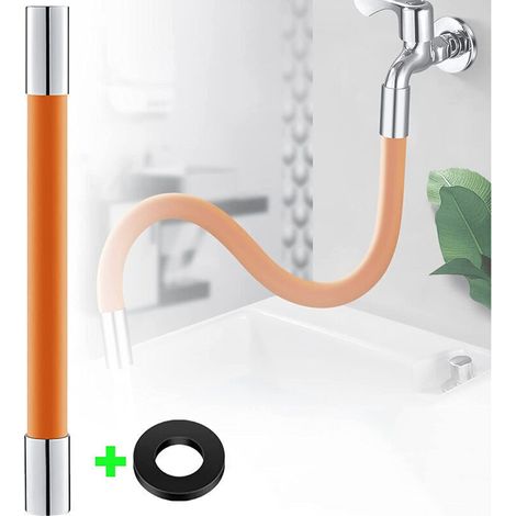 50 cm langer Verlängerungsschlauch für Küchen- und Badezimmerarmaturen mit 360°-Schwenkbrause, Orange - Crezuo