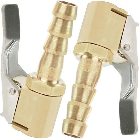 Set mit 2 Messing-Aufblasdüsen (8 mm) – Anschlüsse für Auto-, Motorrad- und Fahrradreifen – Silberner Clip zur Steuerung (1/5)