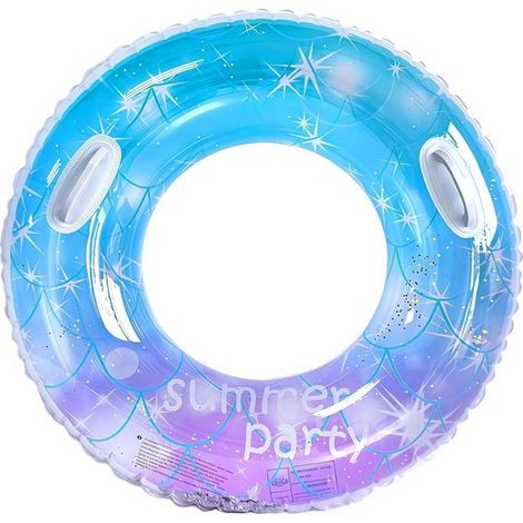Bague de natation Adultes gonflable avec poignée 80x38 cm bleu pour piscine plage (1/5)