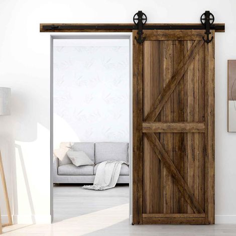 152cm Systeme Coulissant Porte Suspendue Porte Simple Forme D'ancre Barn Door Hardware Kit Anchor Shape (1/5)