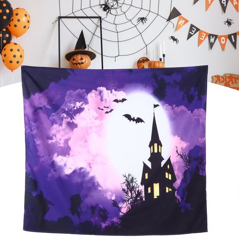 Halloween-Burg-Wandteppich, Halloween-Partydekorationsstoff, 200 x 150 cm (1/5)