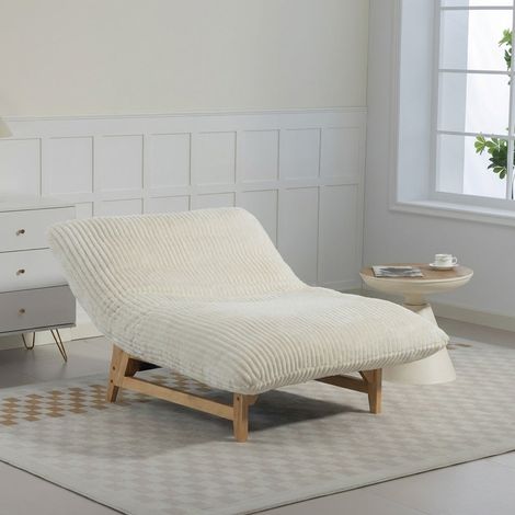 Fauteuil beanbag beige, fauteuil individuel décontracté sans accoudoirs, en tissu côtelé, adapté au salon et à la chambre (1/5)