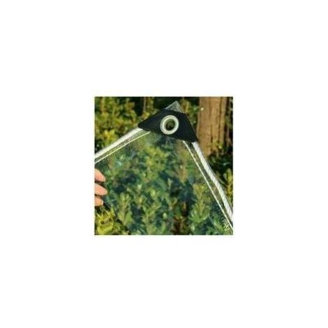 Bâche transparente à œillets, bâche PVC imperméable 420 g/m2, idéale comme bâche pour serres, auvents extérieurs, avec corde Cisea et sangles 2x1m (1/4)
