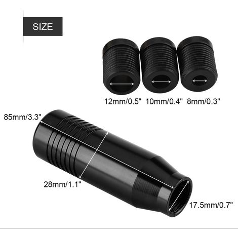 Pomo universal de aluminio negro para palanca de cambios de automóviles con transmisión manual. (1/5)