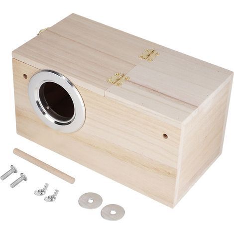 Nid d'oiseau en bois de qualité, bote de reproduction, accessoires de Cage pour perroquet (ouverture gauche)