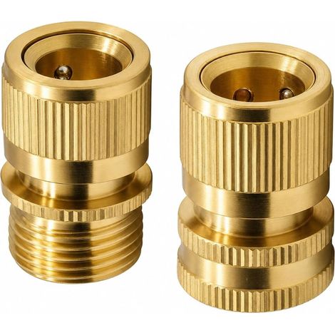 Kit de Connexion de buse de Tuyau d'arrosage, connecteur de Robinet à Filetage Femelle 3/4 Pouce et connecteur Rapide en Laiton à Filetage mâle (1 Paire) (1/5)