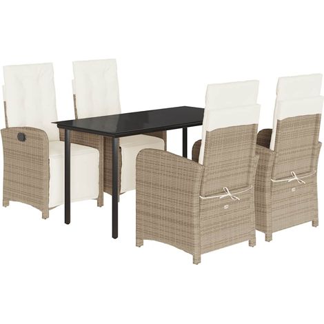 Maison Exclusive - Set comedor de jardín 5 pzas con cojines ratán (1/5)