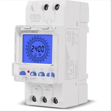 Minuterie Programmable - Horloge Électronique LCD 24 Heures - Rail DIN - 30 A - Intervalle 15 Min - 1 Pièce (1/5)