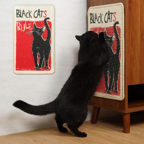 Griffoir Chat pour Chat 56x33cm, Tapis Sisal Adhésif, Chats Noir (1/5)