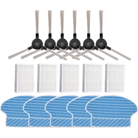 3 Paires Brosse Latérale + 5 Filtres + 5 Chiffons pour Aspirateur Proscenic P1 P2 P3 (1/5)