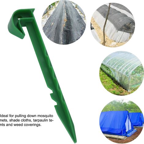 10 piquets de sol en plastique pour la fixation de filets d'ombrage et de toiles de paillage (1/5)