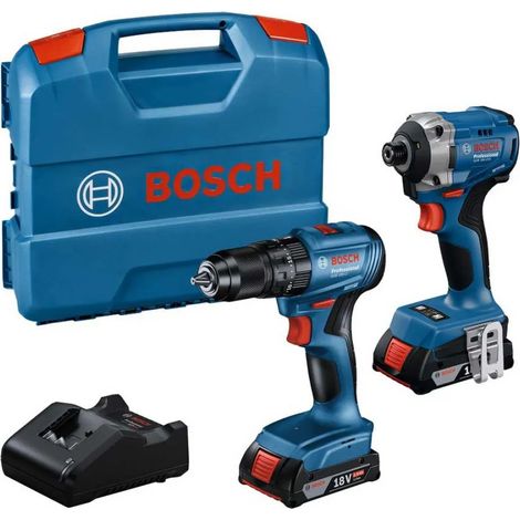 Bosch Professional 18V System screwdriver de à batterie GDR 18V-215 + tournevis GSB 185-LI (avec 2 batteries GBA 18V 2.0Ah, chargeur GAL 18V-20, mallette de transport) (1/3)