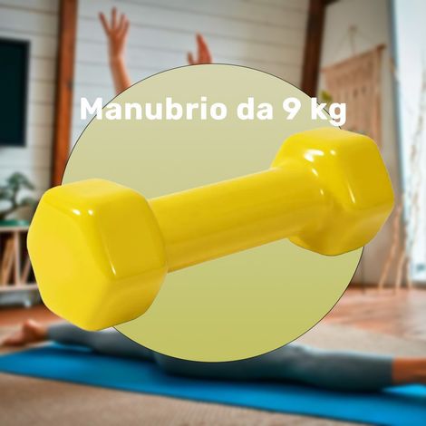 TRADE SHOP - Manubrio Singolo 9 Kg In Vinile Allenamento Esercizi Casa Palestra Workout Fit - (1/2)