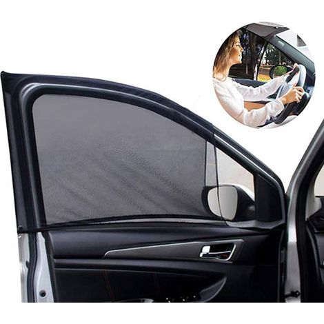 Pare-soleil universel pour fenêtre avant de voiture – Lot de 2 en maille élasthanne respirante – Protection UV – Dimensions ajustables 65-96,5 cm (1/4)