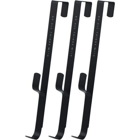 3 Pack Over the Door Hooks for Bathroom - Double Hook Use as Clothes Hat Rack - Wall Hanger - Black (1/5)