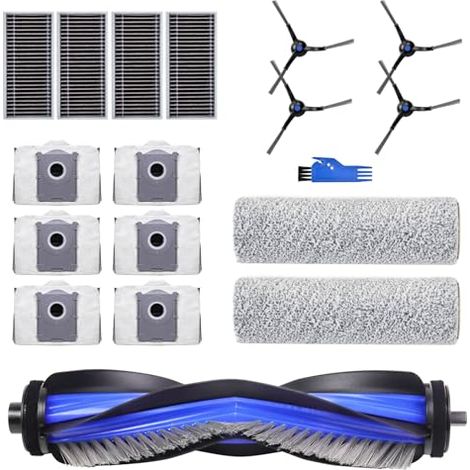 Accessoires pour ECOVACS DEEBOT X8 Pro Omni/X8 Omni aspirateur,1 Brosse Principale,2 Rouleaux de Lingettes,4 Brosses Latérales,4 Filtres HEPA,6 Sacs à Poussière,1 Outil de Nettoyage (1/4)