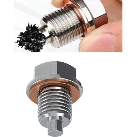 Magnetische Ölablassschraube M14x1,5 aus Edelstahl mit 1 Kupferdichtung, auslaufsicher, M14-Dichtung + 1