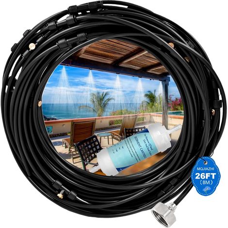 1 Kit Système De Brumisation 8m, Tuyau Pu Et Buses Laiton, Refroidissement Pour Jardin Terrasse Piscine