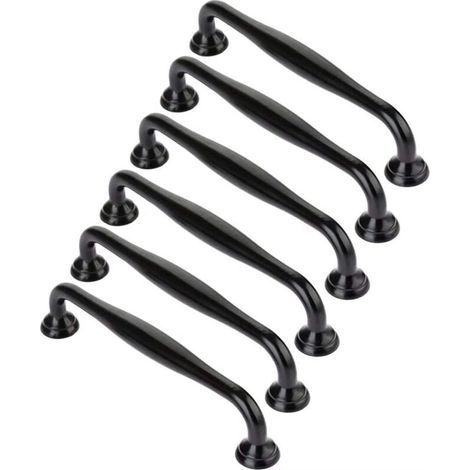 Black Cabinet Pulls, Durable and Minimalist Ziny Alloy, Ideal for Kitchen Drawers (Black Hole Distance: 96mm) (1/4)