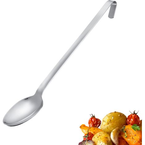 Cuillère à légumes Pro – Cuillère de cuisine en acier inoxydable avec tête de cuillère large – Cuillère de service universelle pour légumes, pommes de terre, etc. – Argent, 45 cm (1/5)