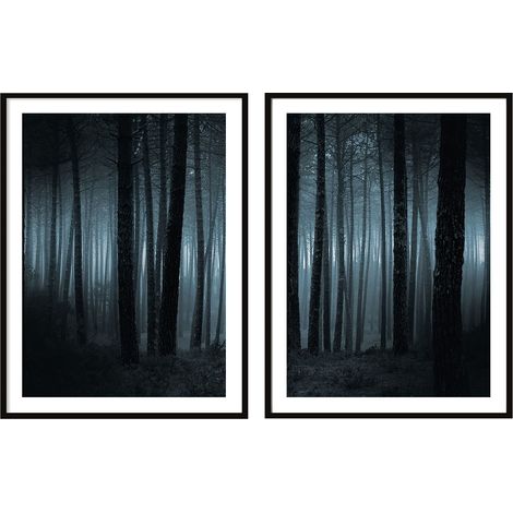 GEMÄLDE-POSTER IM RAHMEN 53x73cm Diptychon Set mit 2 Gemälden Verbotener Wald P290 (1/3)