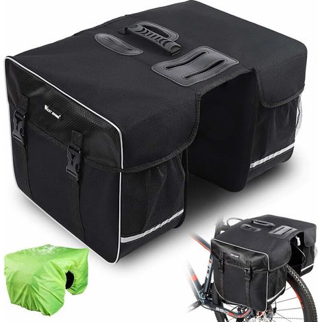 Kaelt - Bicycle Bag double bagage, grand sac étanche 30l, sac de coffre arrière avec sangles, porte - bagages de banlieue avec housse de pluie sac Ripstop vélo sac d'étagère arrière (1/5)