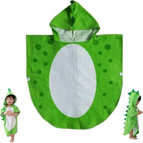 Serviette de bain pour enfants - Peignoir de bain en coton - Motif dinosaure - Poncho à capuche pour la plage et la natation (1/5)