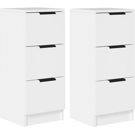 Credenza buffet cassettiera mobile contenitore organizer cucina soggiorno soggiorni set da 2 30 x 30 x 70 cm legno composito bianco 020036651