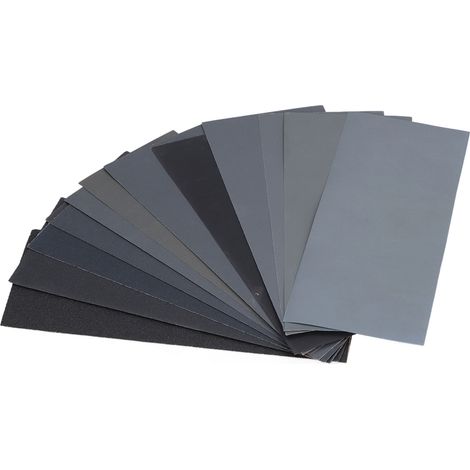 Papier de verre abrasif waterproof 120-3000 grains sec humide lot de 14 feuilles pour poncage polissage resin (1/5)