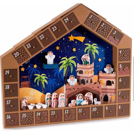 Calendario dellAvvento presepe in legno con statuine componibili e cassettini (1/3)