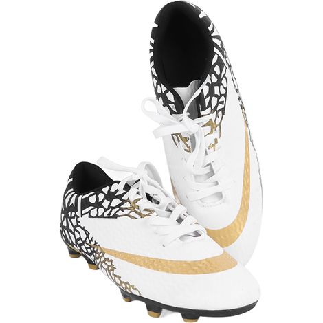 Chaussures de football basses pour homme, respirantes, confortables et offrant une bonne adhérence, idéales pour les terrains synthétiques et les sports de plein air. Modèle 001, blanches, à crampons (1/5)
