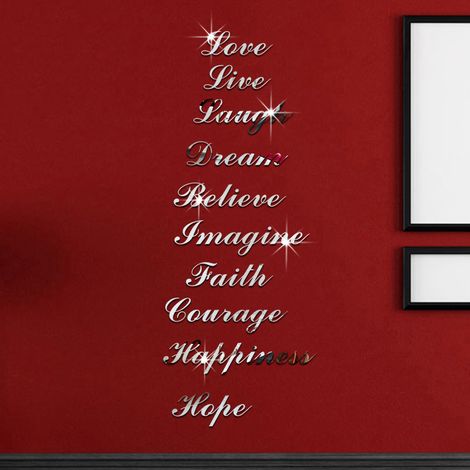 Sticker mural miroir pour salon, en acrylique auto-adhésif, pour la décoration d'escalier (argenté) (1/5)