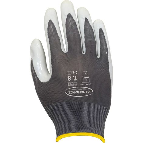 Gants de manutention travaux mecaniques legers - T08 - Noir (1/2)