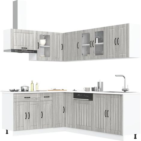 11-tlg. Küchenschrank-Set Lucca Grau Sonoma Holzwerkstoff