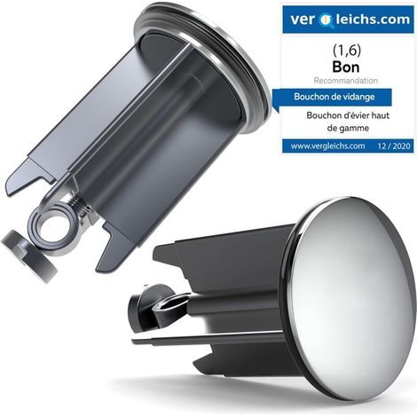Suitable for 40mm sink plug - wick cover with rubber seal - height-adjustable basin cover - chrome drain plug (1/3)