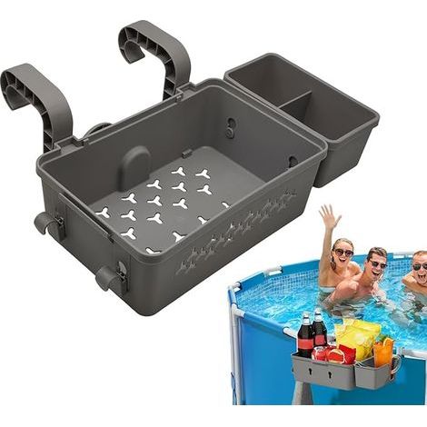 Pool-Aufbewahrungskorb, recycelter Kunststoff, mit Getränkehalter, Garten-Pool-Organizer, Seitenkorb für oberirdische Pools, Pool-Zubehör (1/4)