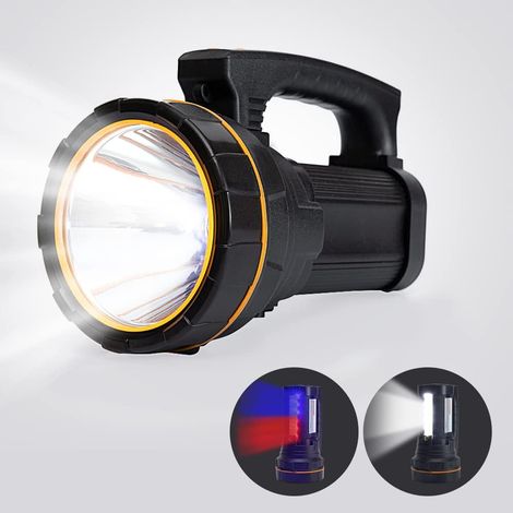 Lampe Torche Led Lampe de Poche LED Ultra Puissante Rechargeable Grande 4 batterie 10000mah, Grosse Piles Portable Lampe de Poche Portative Haute Puissance Longue Portée,Ménage, Extérieur (1/5)