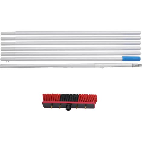 Kit de brosse de nettoyage de panneaux solaires, conception à long reach, utilisation polyvalente, Rouge (1/2)