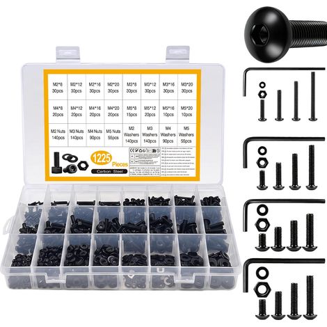 1225 Pcs Set di Vis M2 M3 M4 M5, Set di Boulon et Écrous (1/5)