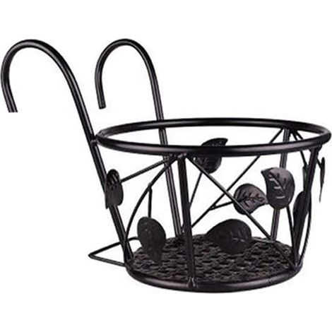Paniers à fleurs suspendus en fer, support pour pots de fleurs, barre de clôture métallique pour patio/balcon (1/4)