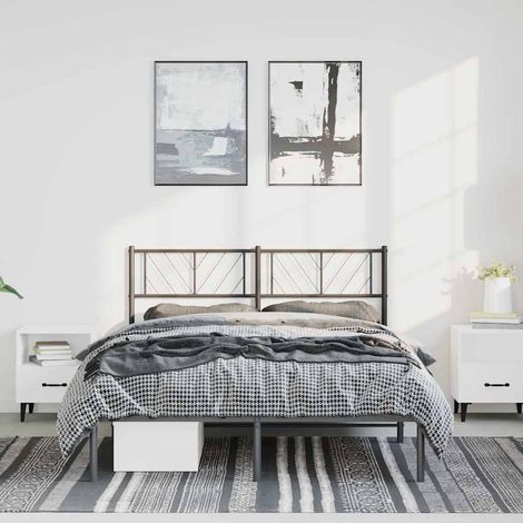 Estructura cama sin colchón con cabecero metal negro 135x190 cm (1/5)