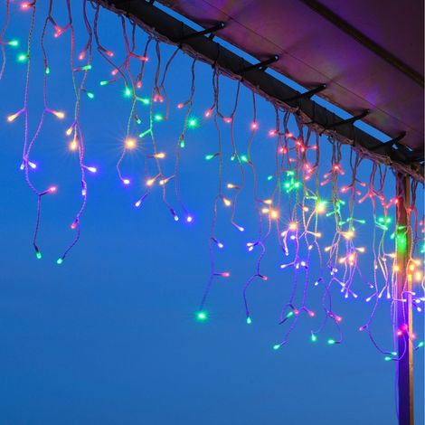 Guirlande stalactite de Noël LED multicolore 8 m extérieur connectable (1/4)