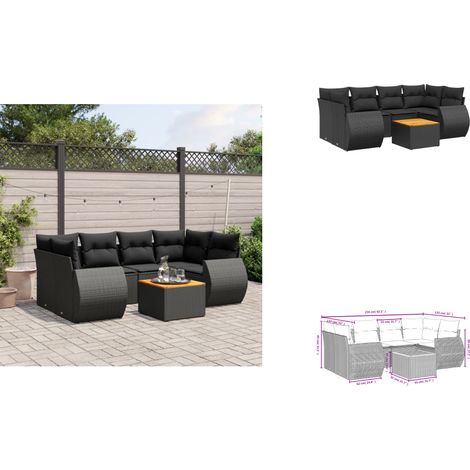 Salon de jardin 7 pcs avec coussins noir résine tressée - Ensemble Salon De Jardin - Meuble Extérieur - Jardin Design - Mobilier De Jardin - Set Salon De Jardin (1/3)
