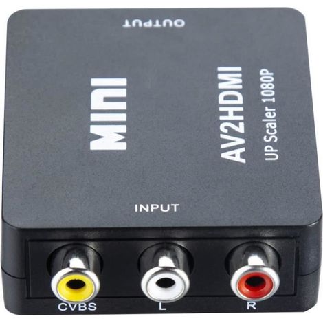 Adaptateur Rca Vers HdmI - Convertisseur Av 1080P - Compatible Ps2 Wii Xbox - Alimentation Usb Incluse - Noir (1/4)