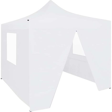 vidaXL Tente de réception pliable avec 4 parois 3x3 m Acier Blanc (1/5)